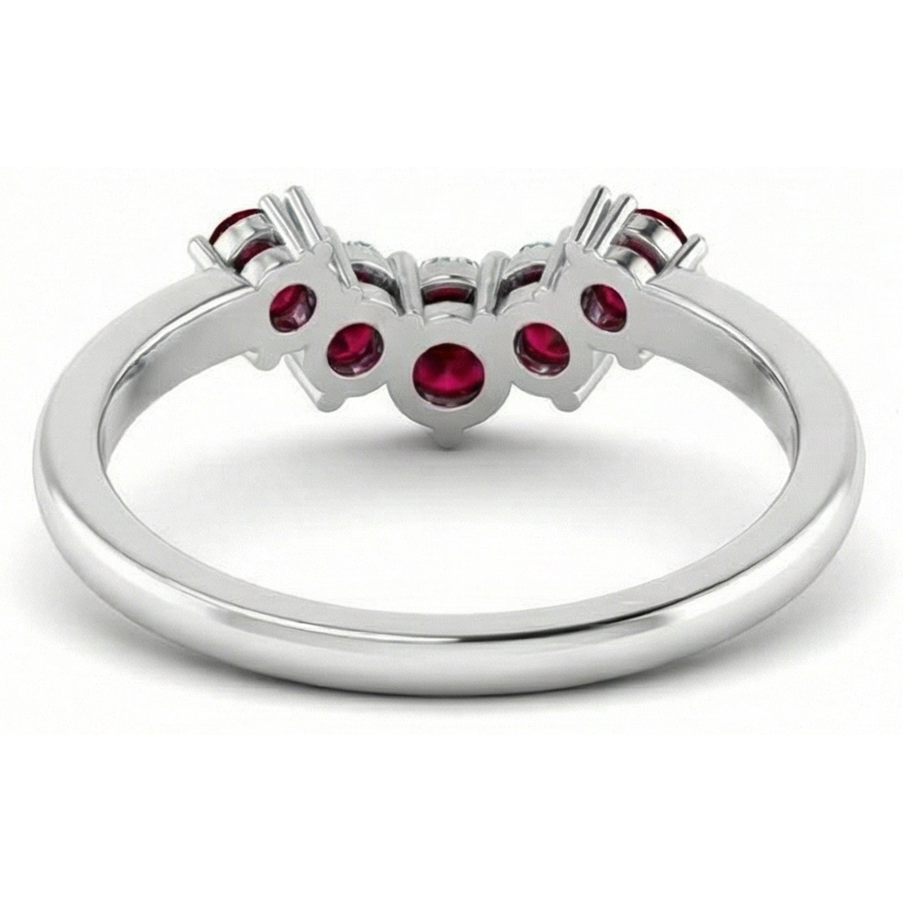 Anello Anniversario Rubino Rosso e Diamante Naturale Autentico ( non creato in laboratorio ) 3.30 Carati Oro Bianco 14K
