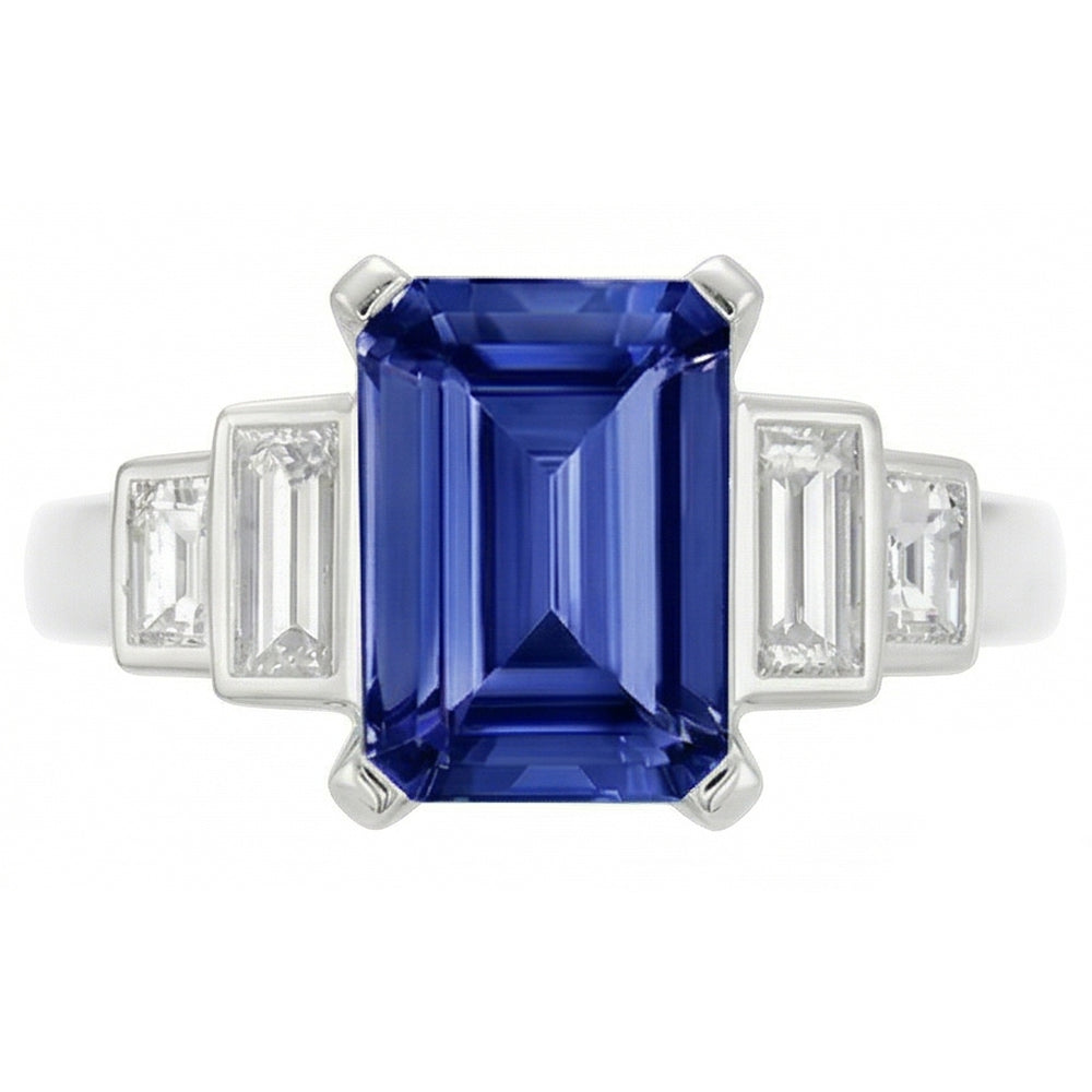 Anello Anniversario Smeraldo Diamante Naturale Autentico ( non creato in laboratorio ) Zaffiro 2.50 Carati Da Donna Oro 14K