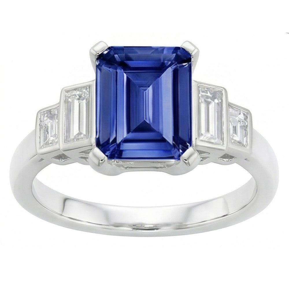 Anello Anniversario Smeraldo Diamante Naturale Autentico ( non creato in laboratorio ) Zaffiro 2.50 Carati Da Donna Oro 14K