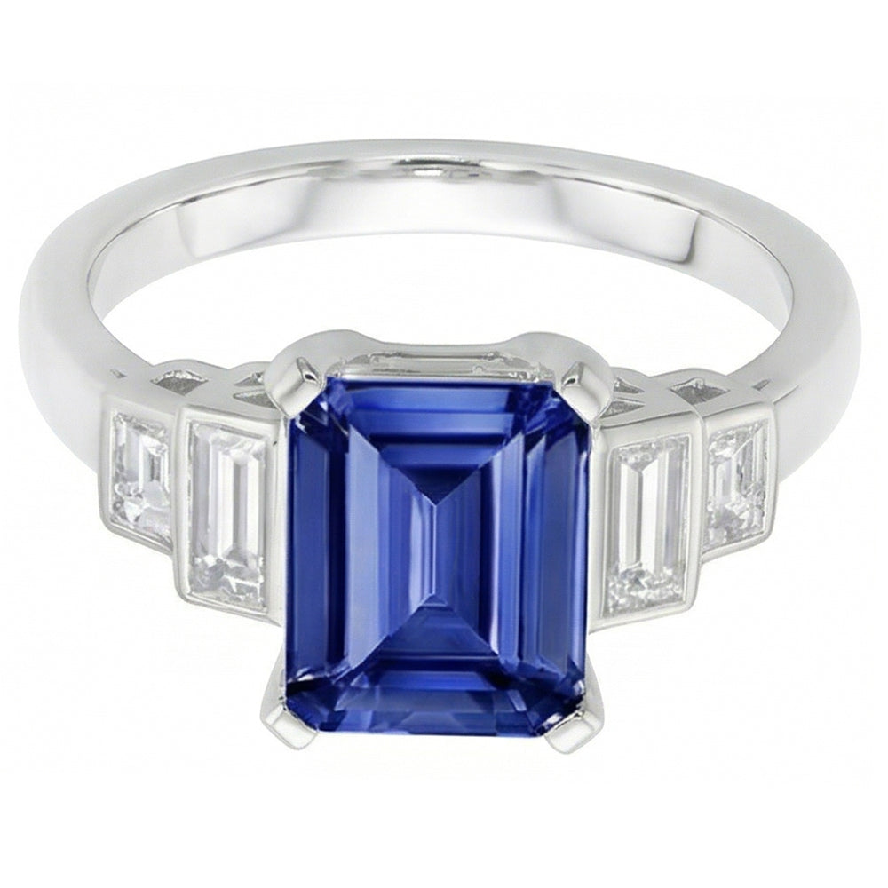 Anello Anniversario Smeraldo Diamante Naturale Autentico ( non creato in laboratorio ) Zaffiro 2.50 Carati Da Donna Oro 14K