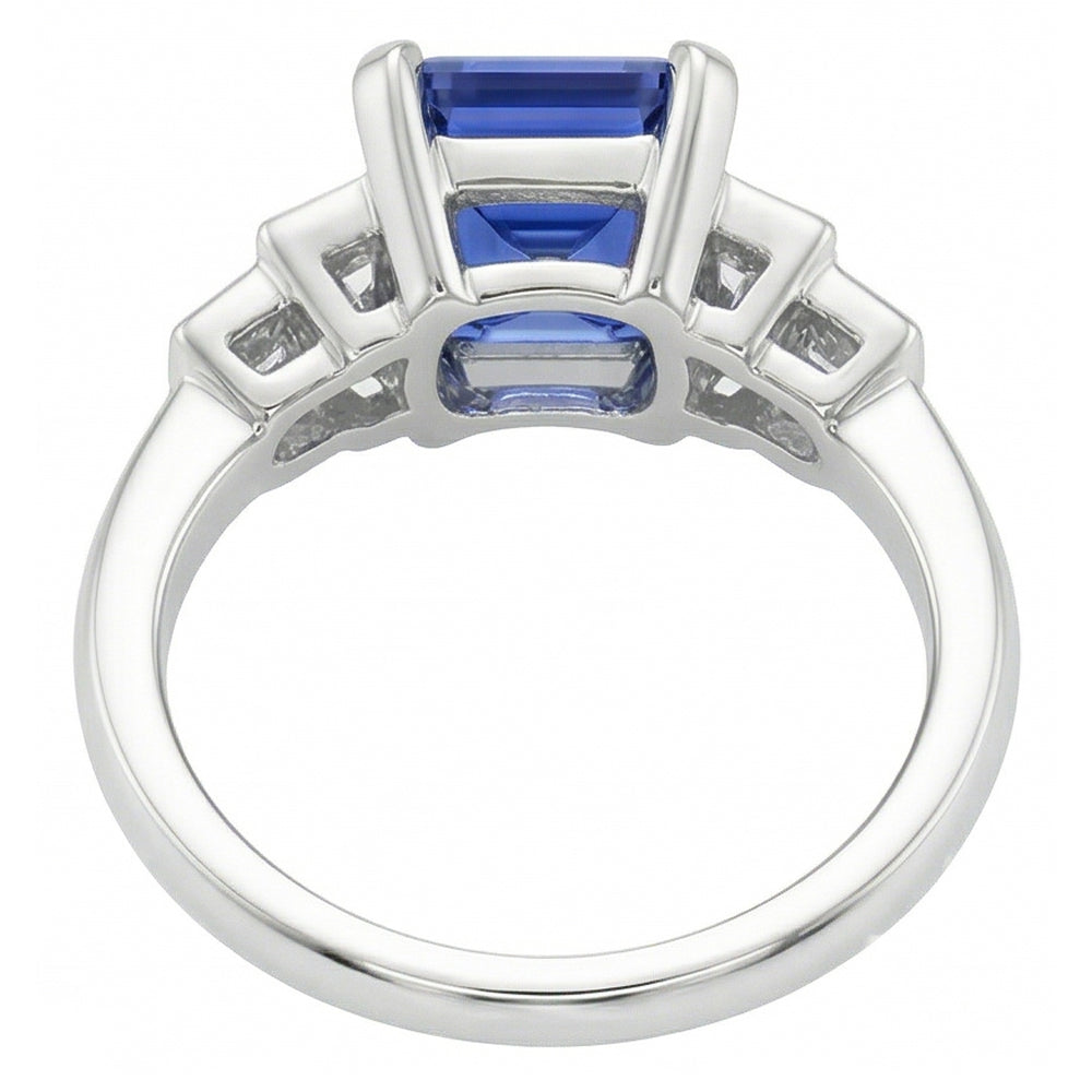 Anello Anniversario Smeraldo Diamante Naturale Autentico ( non creato in laboratorio ) Zaffiro 2.50 Carati Da Donna Oro 14K