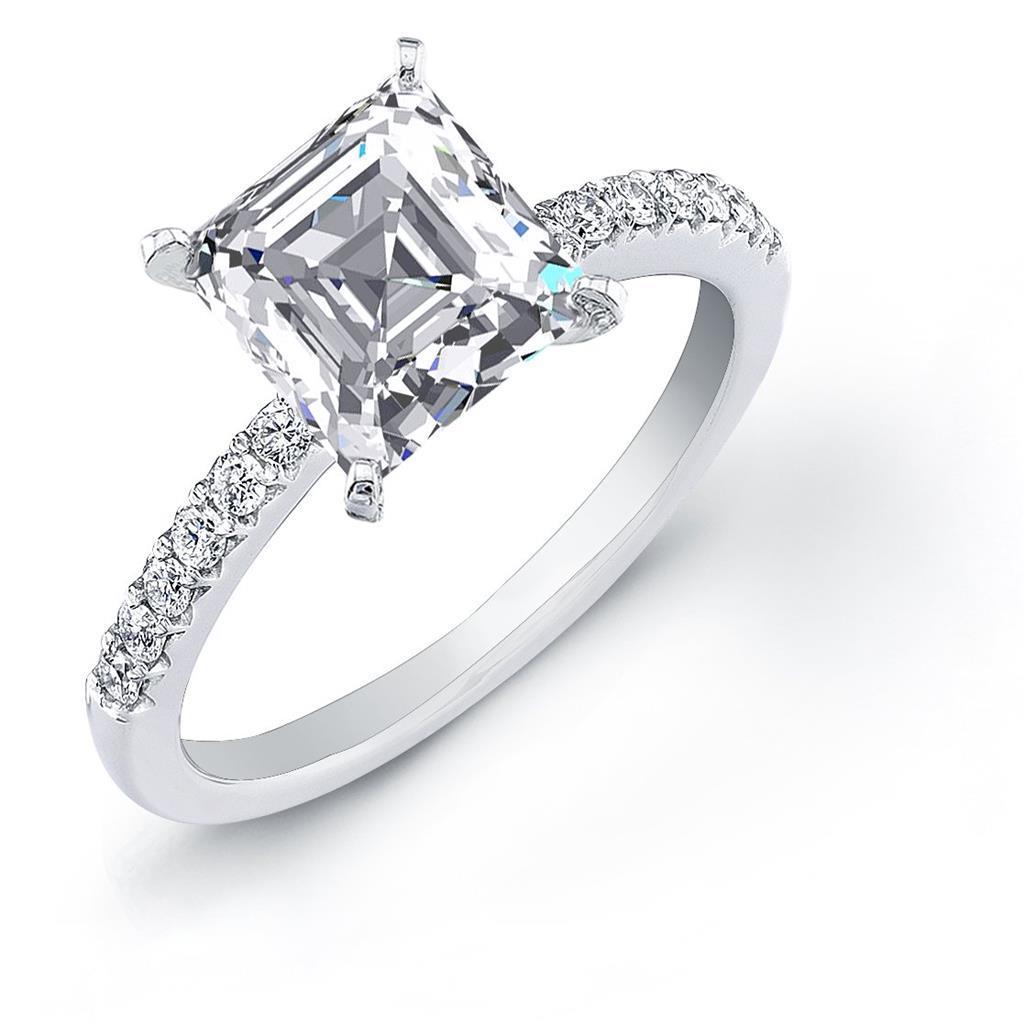 Anello Anniversario Smeraldo E Naturale Diamante Rotondo Da 3,70 Carati In Oro Bianco 14K