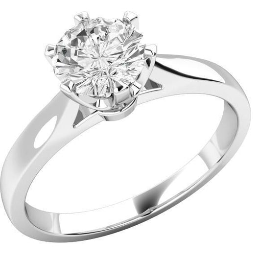 Anello Anniversario Solitario Incastonatura Cattedrale Genuino Diamante Rotondo 3 Carati