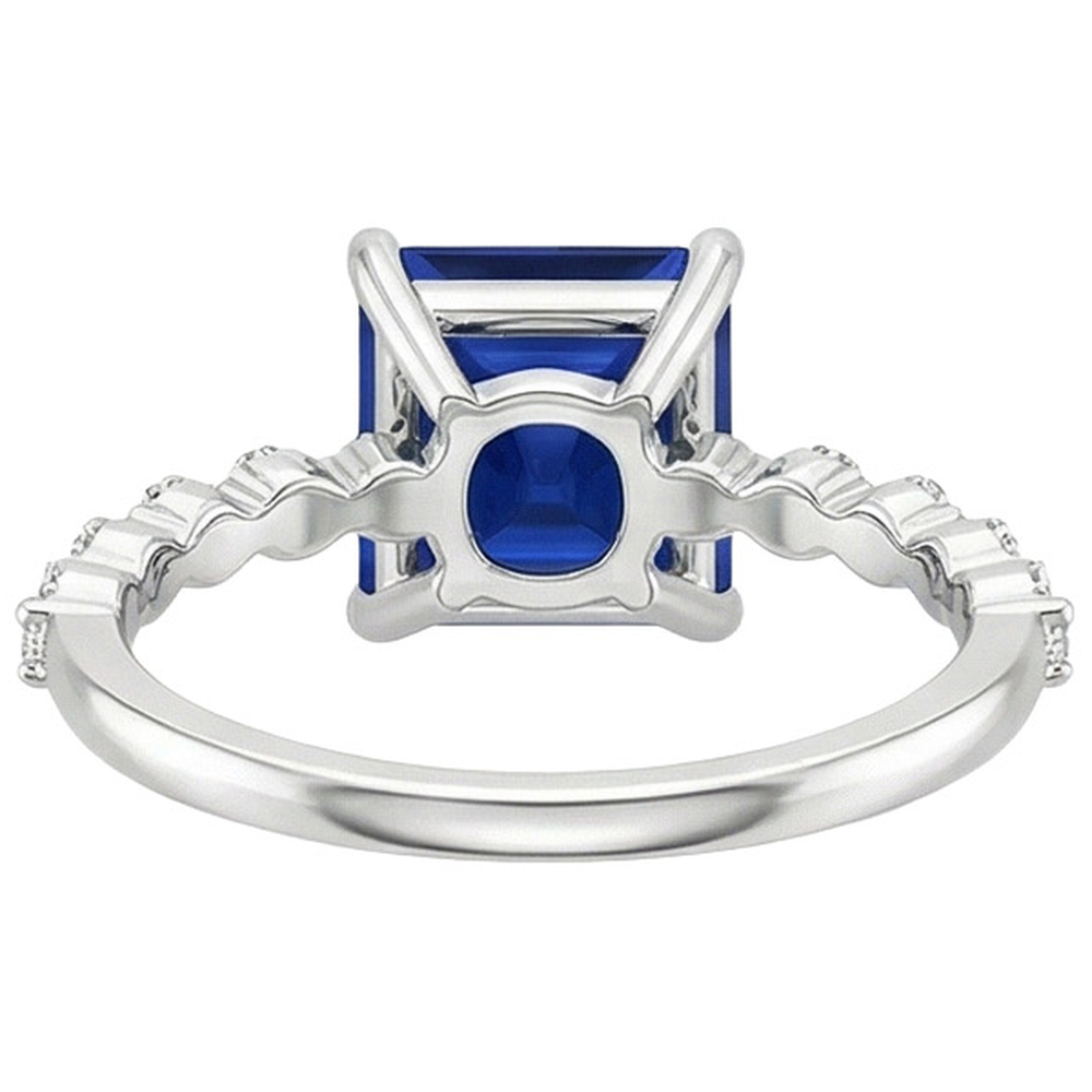 Anello Anniversario Solitario Zaffiro Principessa Blu Con Accenti 4 Carati
