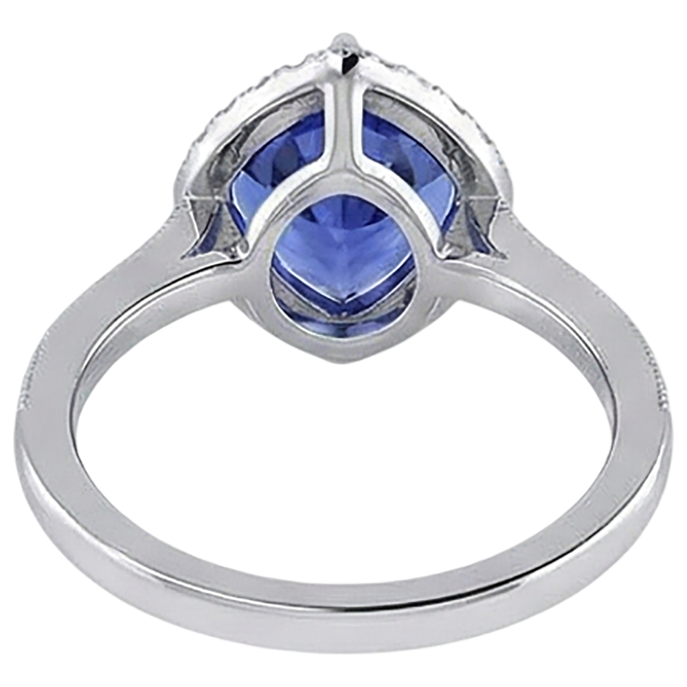 Anello Anniversario Trilioni di Tanzanite e Diamanti Naturali Autentici ( non creati in laboratorio ) da 3,50 Ct in Oro Bianco 14K