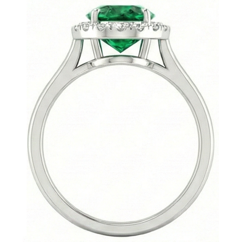 Anello Anniversario Verde Smeraldo Ovale Con Diamante Tondo 4.50 Carati