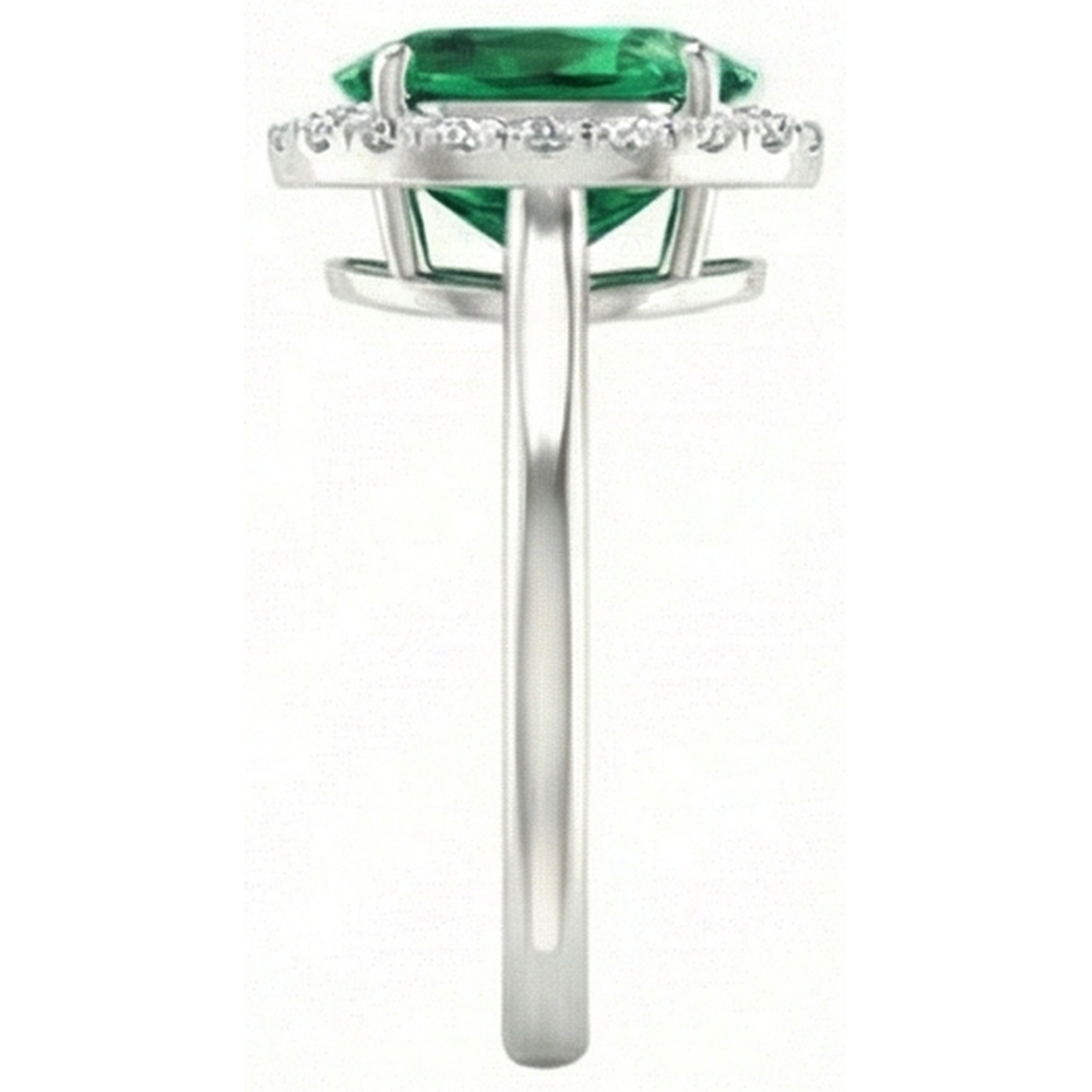 Anello Anniversario Verde Smeraldo Ovale Con Diamante Tondo 4.50 Carati
