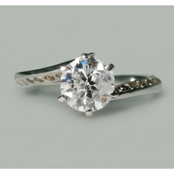 Anello Anniversario Vero Diamante Naturale Autentico ( non creato in laboratorio ) Rotondo 1,36 Carati Gioielli Nuovo Oro Bianco 14K