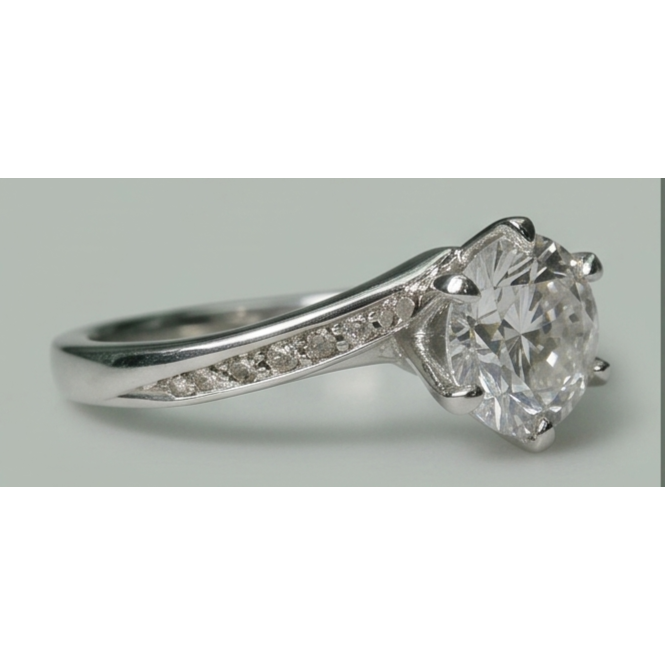 Anello Anniversario Vero Diamante Naturale Autentico ( non creato in laboratorio ) Rotondo 1,36 Carati Gioielli Nuovo Oro Bianco 14K
