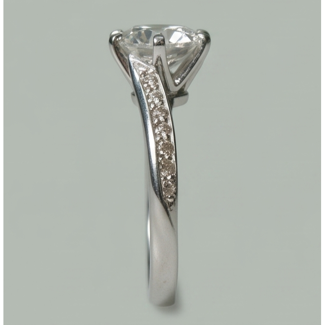 Anello Anniversario Vero Diamante Naturale Autentico ( non creato in laboratorio ) Rotondo 1,36 Carati Gioielli Nuovo Oro Bianco 14K
