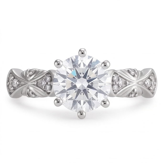 Anello Anniversario Vero Diamante Naturale Autentico ( non creato in laboratorio ) Stile Antico 1,75 Carati Oro Bianco 14K