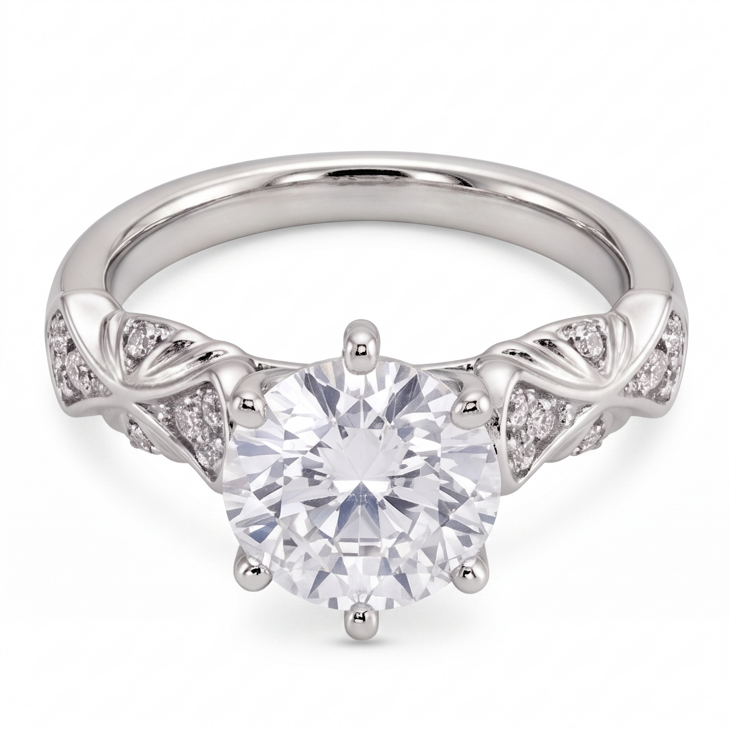 Anello Anniversario Vero Diamante Naturale Autentico ( non creato in laboratorio ) Stile Antico 1,75 Carati Oro Bianco 14K