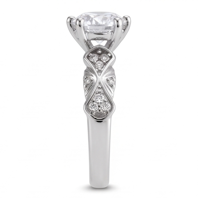 Anello Anniversario Vero Diamante Naturale Autentico ( non creato in laboratorio ) Stile Antico 1,75 Carati Oro Bianco 14K