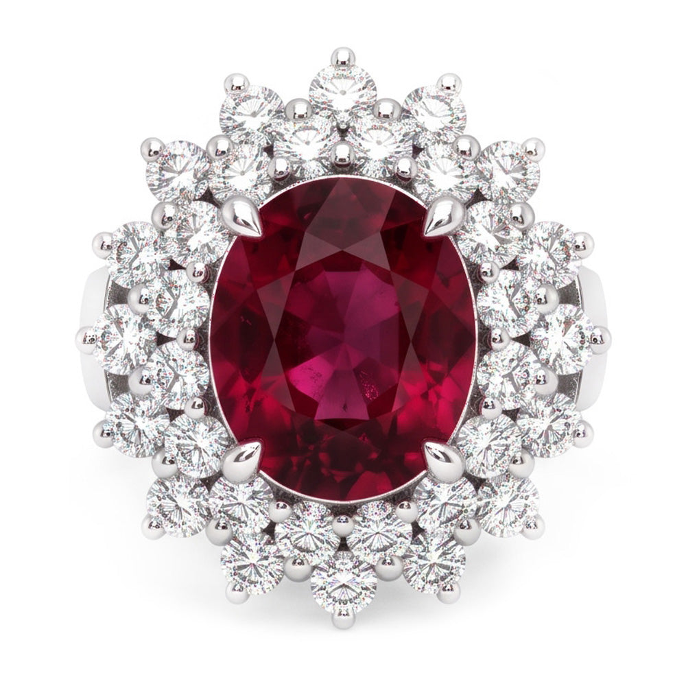 Anello Anniversario con Diamante Naturale Autentico ( non creato in laboratorio ) e Tormalina Taglio Ovale Rosso 6 Carati