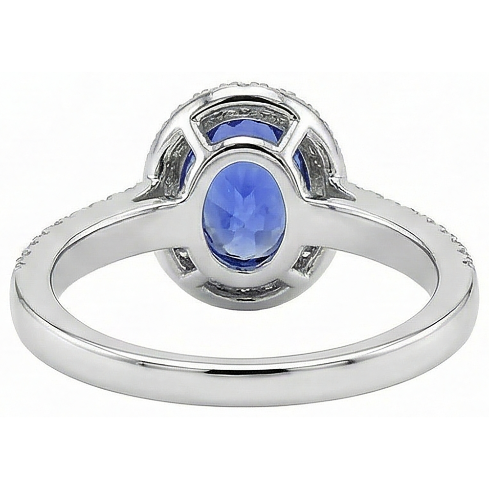 Anello Anniversario con Diamante Naturale Autentico ( non creato in laboratorio ) Tanzanite Ovale 5,60 Carati Oro Bianco 14K