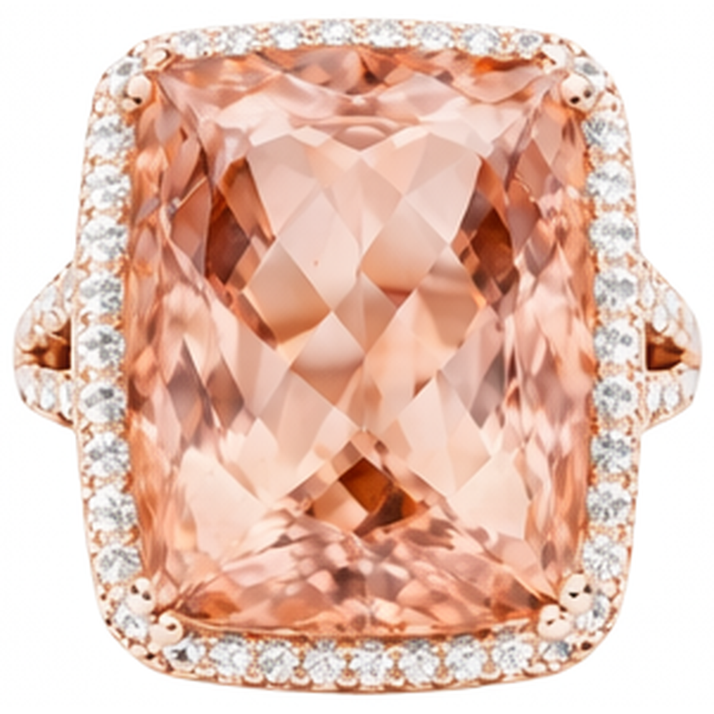 Anello Anniversario con Morganite e Diamanti 17 Ct Oro Rosa 14K