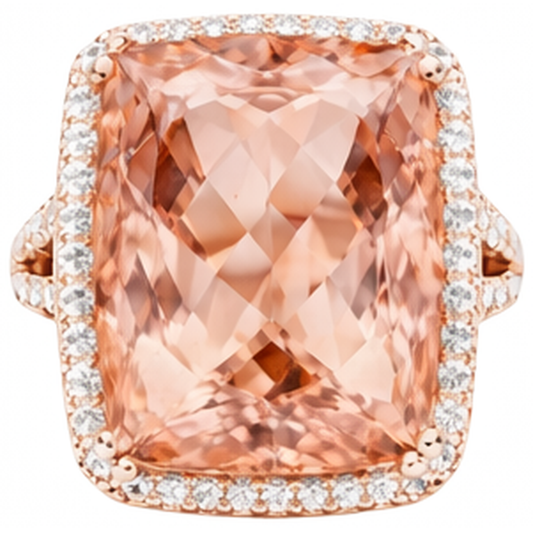 Anello Anniversario con Morganite e Diamanti 17 Ct Oro Rosa 14K