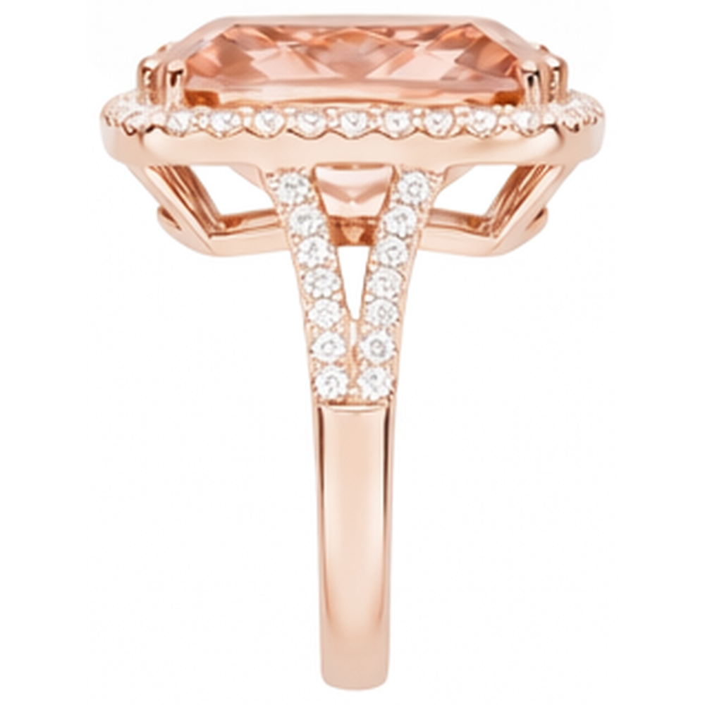 Anello Anniversario con Morganite e Diamanti 17 Ct Oro Rosa 14K
