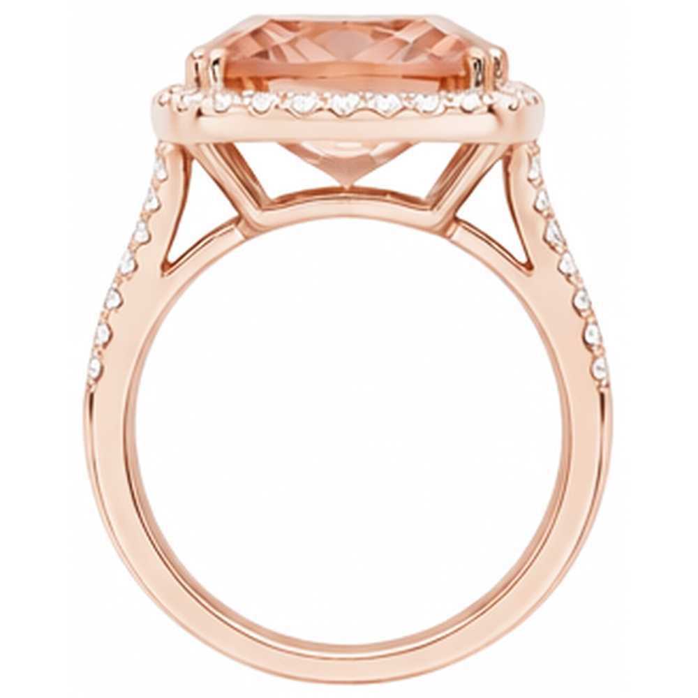 Anello Anniversario con Morganite e Diamanti 17 Ct Oro Rosa 14K