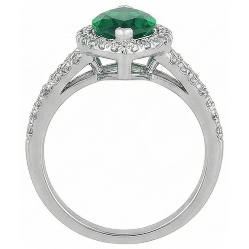 Anello Anniversario con Smeraldo Verde Taglio Marquise & Diamante Rotondo 6.50 Carati