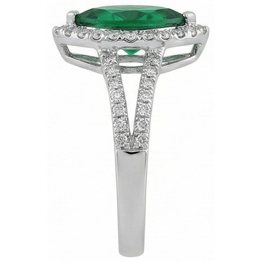 Anello Anniversario con Smeraldo Verde Taglio Marquise & Diamante Rotondo 6.50 Carati