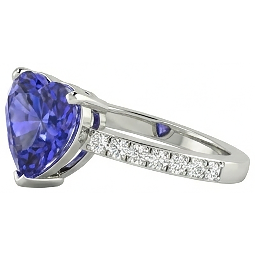 Anello Anniversario con Tanzanite Blu Taglio Cuore 2 Carati E Diamanti Naturali Autentici ( non creati in laboratorio )