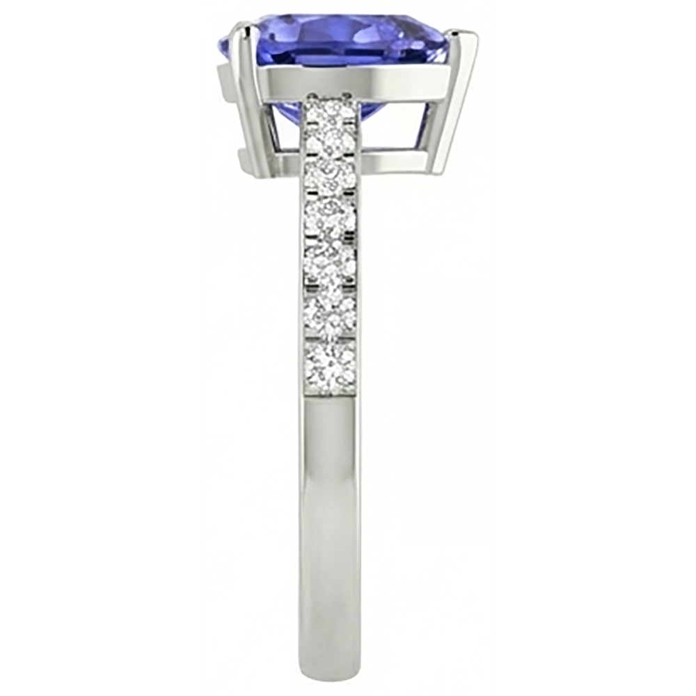 Anello Anniversario con Tanzanite Blu Taglio Cuore 2 Carati E Diamanti Naturali Autentici ( non creati in laboratorio )