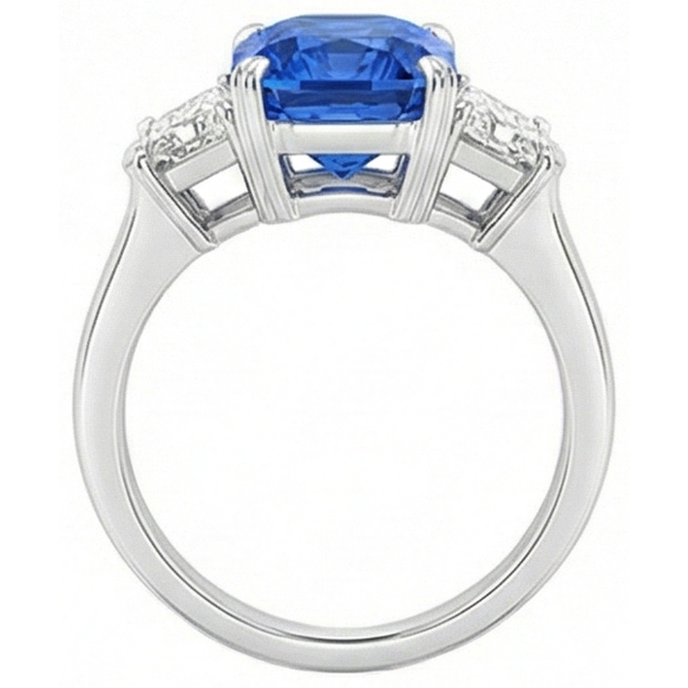 vero emerald diamante 3carati anello vista di profilo