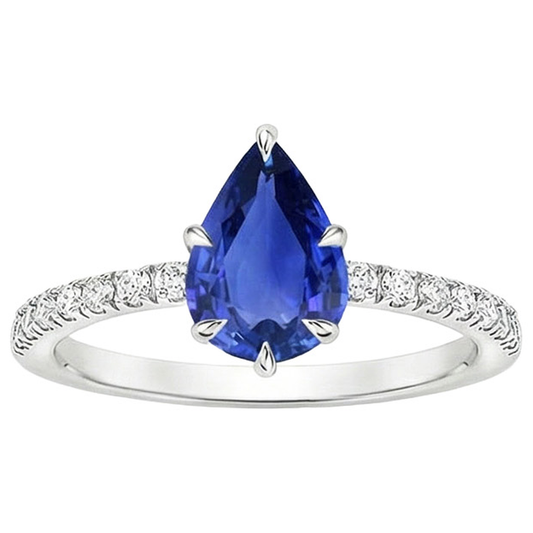 vero pear diamante 5carati anello vista di profilo
