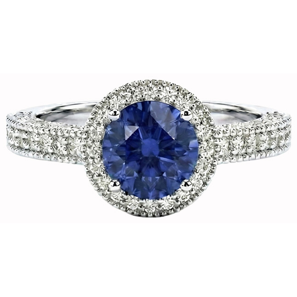vero round diamante 4.70carati anello angolo laterale