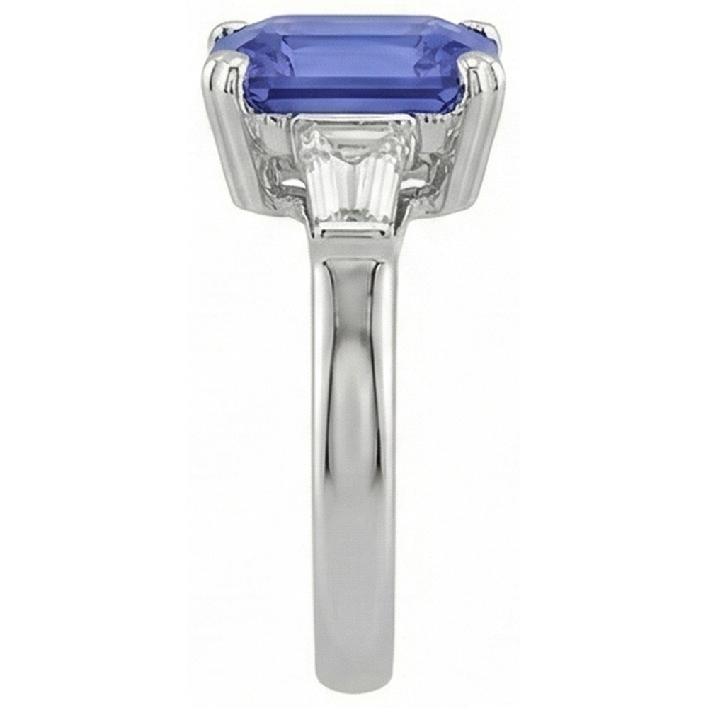 vero baguette diamante 3carati anello vista di profilo