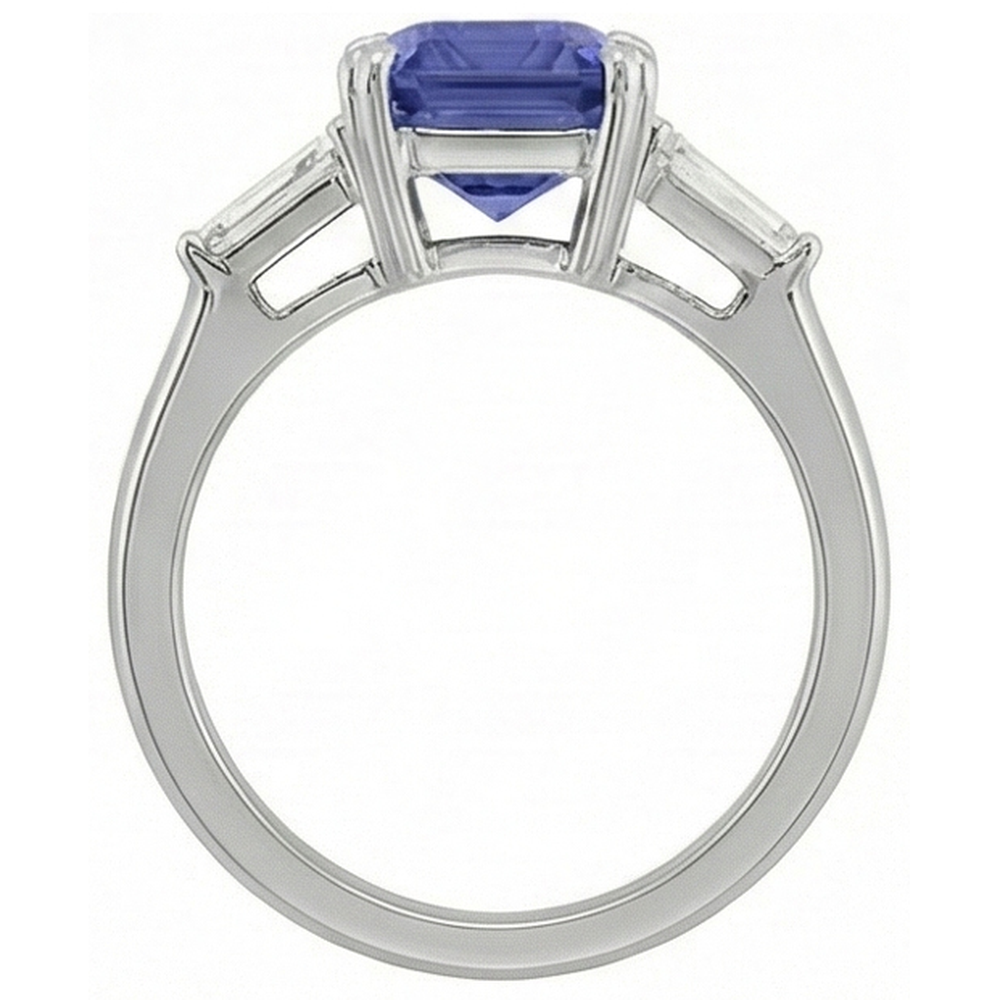 vero baguette diamante 3carati anello su bianco
