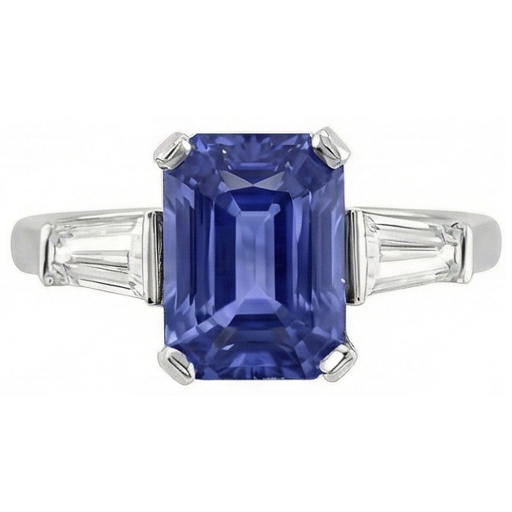 vero baguette diamante 3carati anello dettaglio ravvicinato