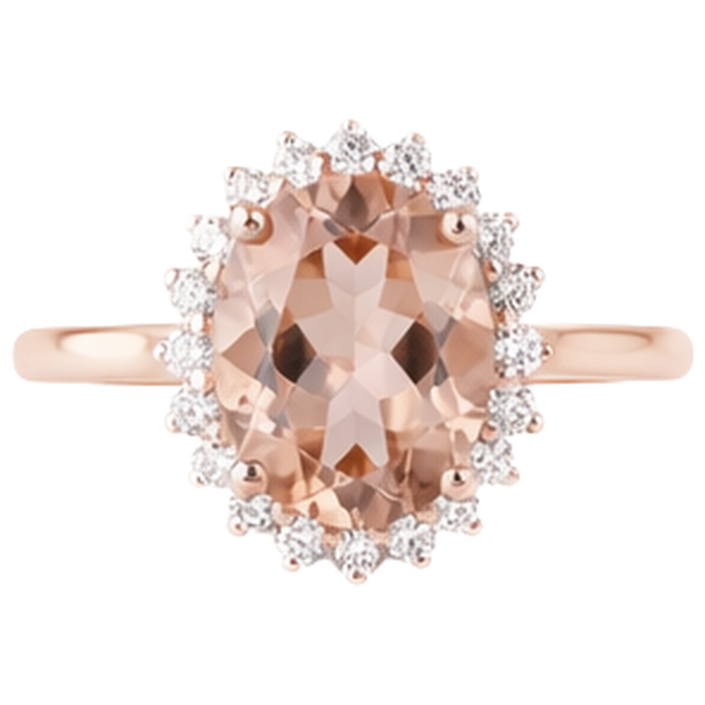 Anello Anniversario in Morganite con Diamanti da 9.50 Ct Oro Rosa 14K