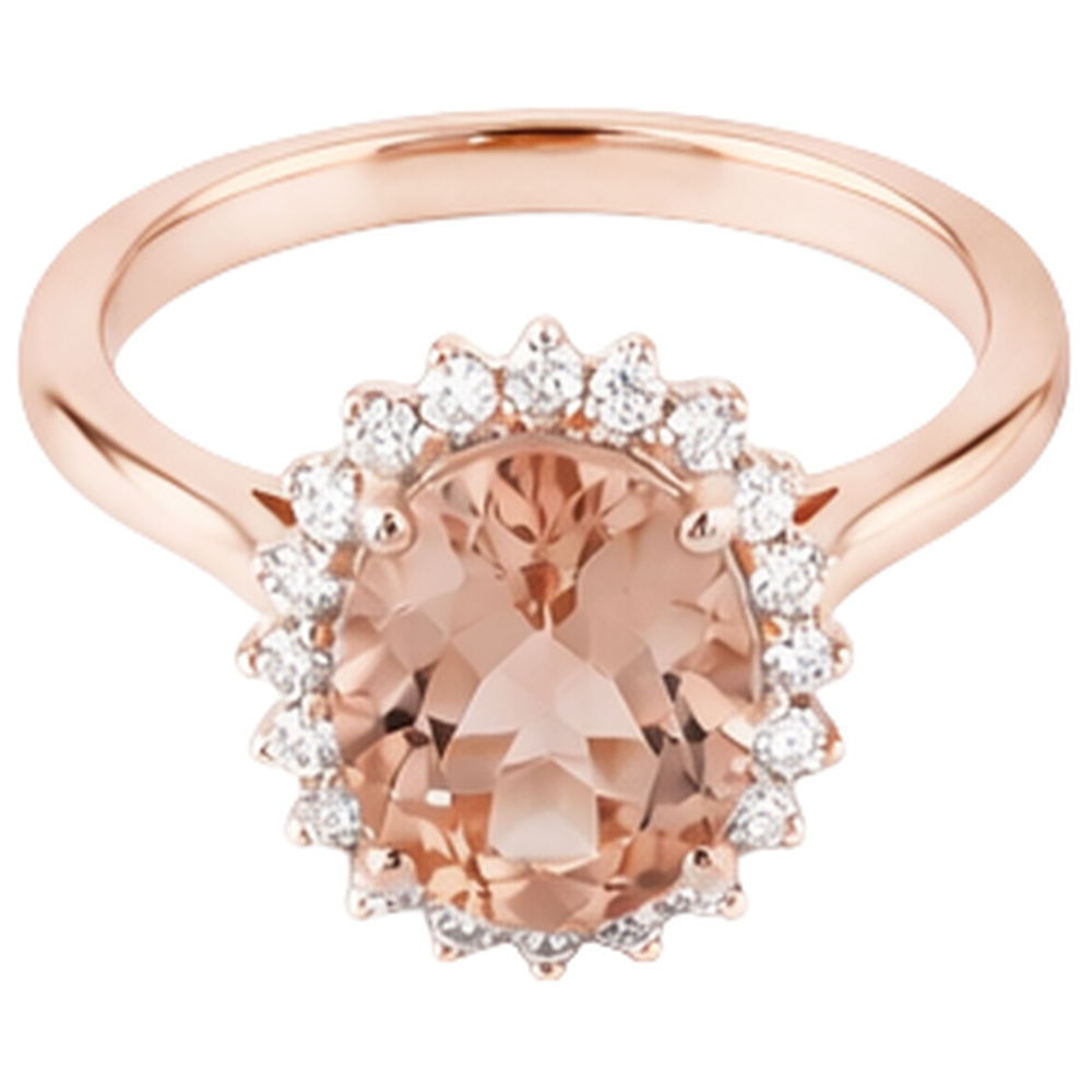 Anello Anniversario in Morganite con Diamanti da 9.50 Ct Oro Rosa 14K