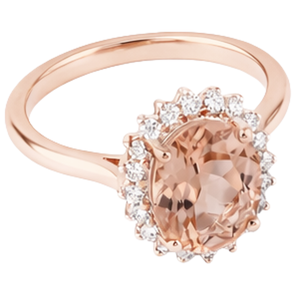 Anello Anniversario in Morganite con Diamanti da 9.50 Ct Oro Rosa 14K