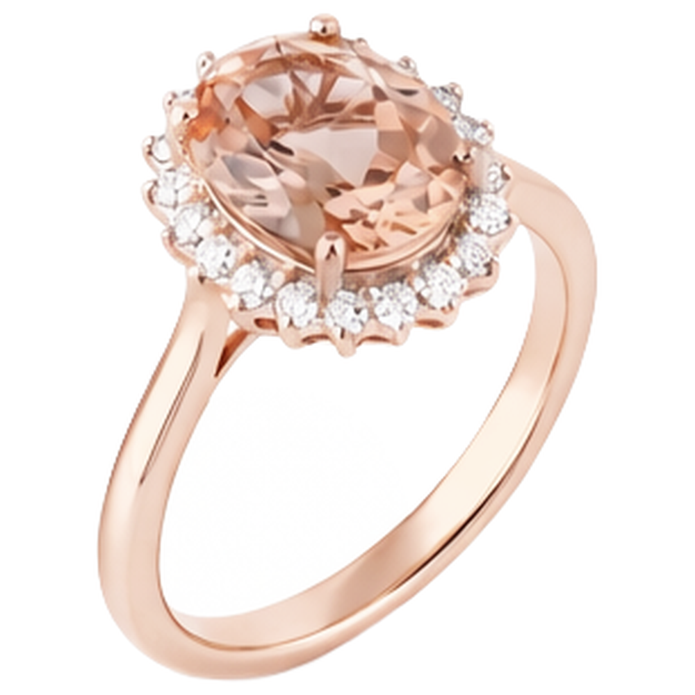 Anello Anniversario in Morganite con Diamanti da 9.50 Ct Oro Rosa 14K