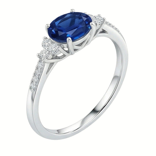 Anello Anniversary con zaffiri 3,50 carati e diamanti in oro bianco 14K