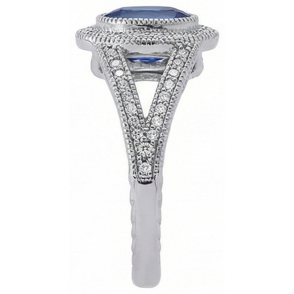 vero oval diamante 3.50carati anello vista di profilo