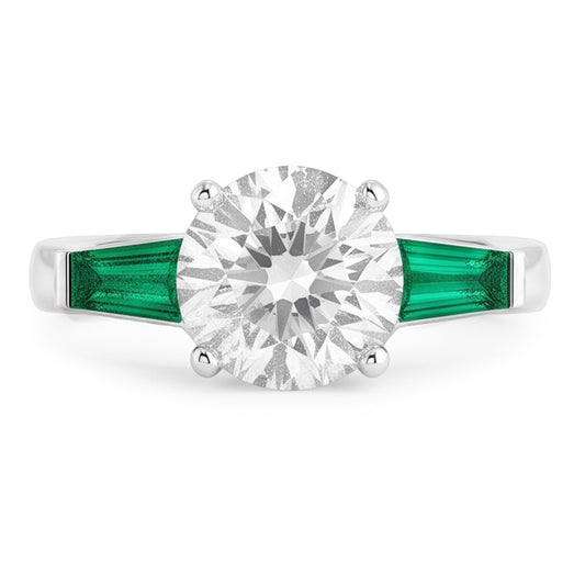 Anello Art Déco Gioielli Nuovo smeraldo diamante a taglio antico Oro 3,20 ct 14K