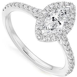 Anello Aureola Con Vero Diamante Rotondo Da 3.60 Carati
