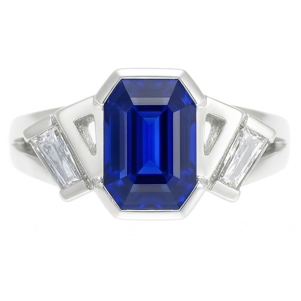 Anello Baguette Diamante Naturale Autentico ( non creato in laboratorio ) Anniversario Gioielli Smeraldo Zaffiro 2.50 Carati