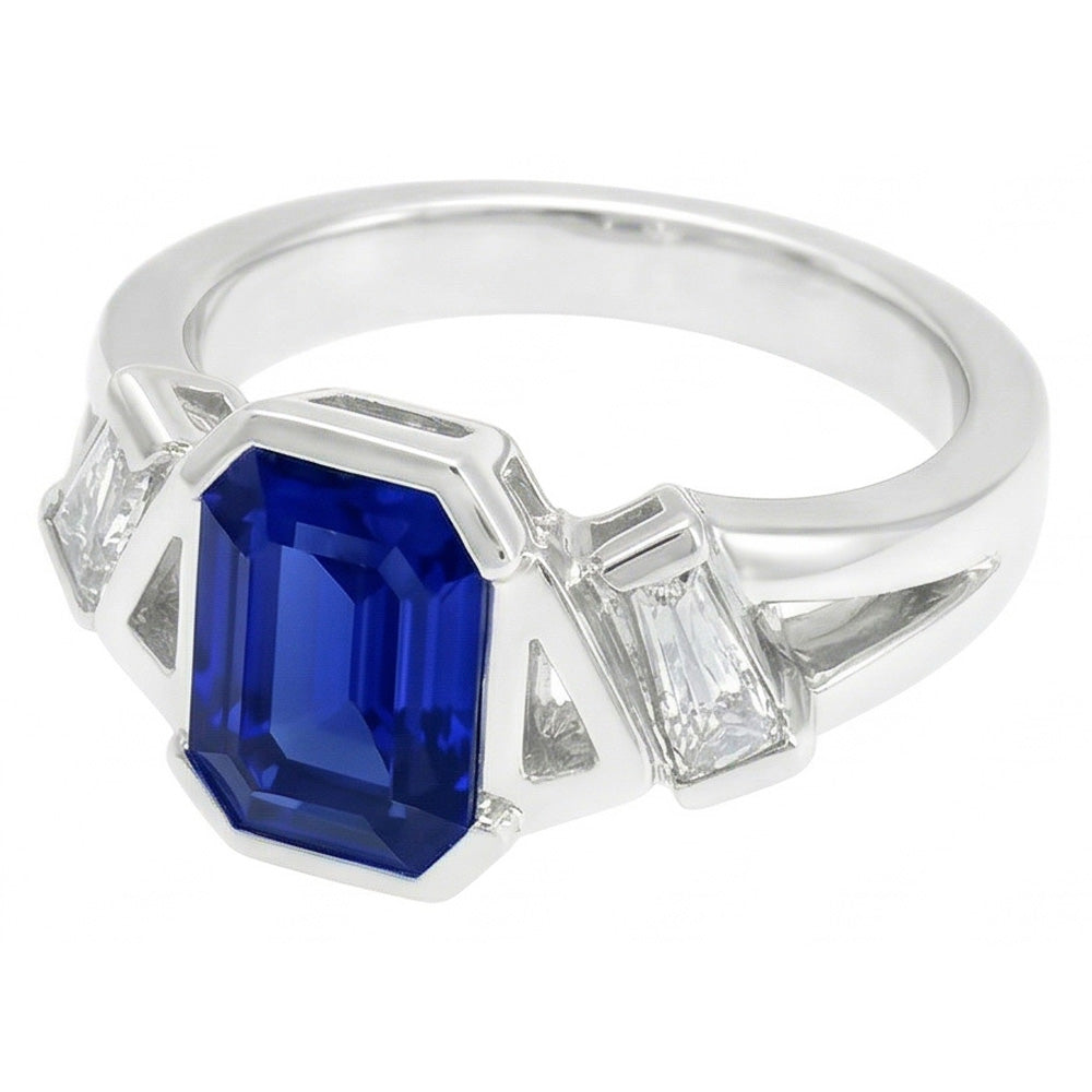 Anello Baguette Diamante Naturale Autentico ( non creato in laboratorio ) Anniversario Gioielli Smeraldo Zaffiro 2.50 Carati