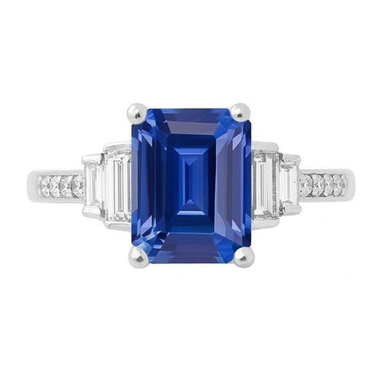 vero baguette diamante 3.50carati anello angolo laterale
