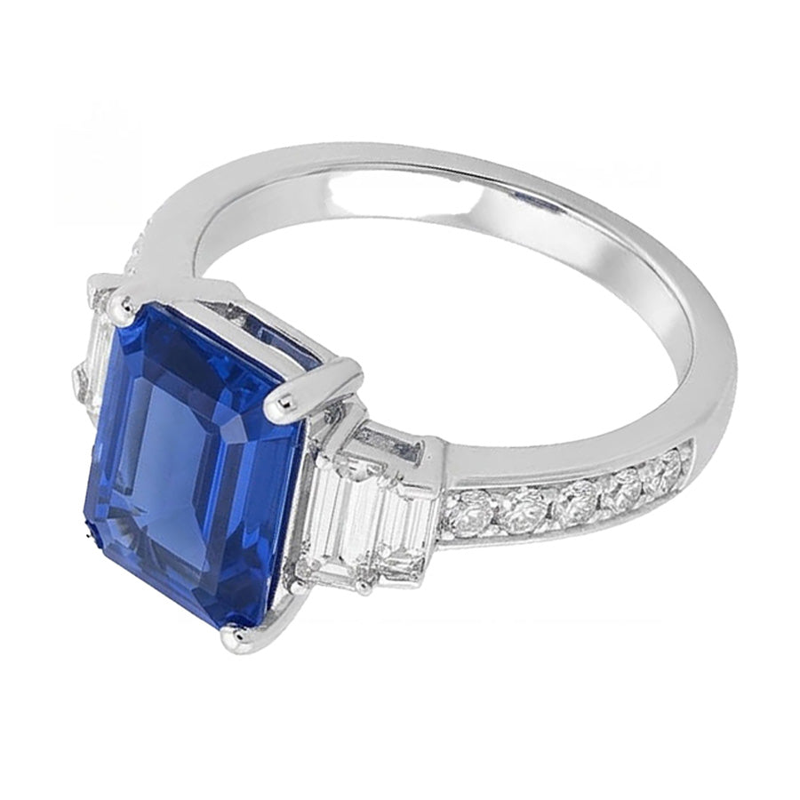 vero baguette diamante 3.50carati anello dettaglio ravvicinato