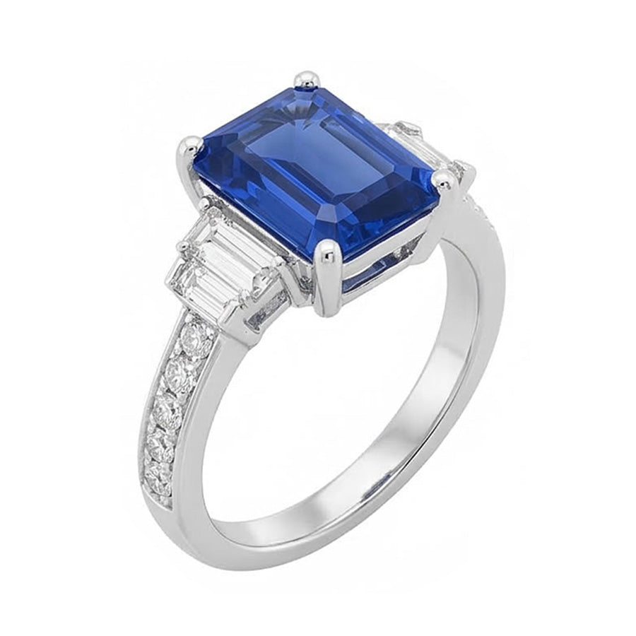 vero baguette diamante 3.50carati anello vista dall'alto