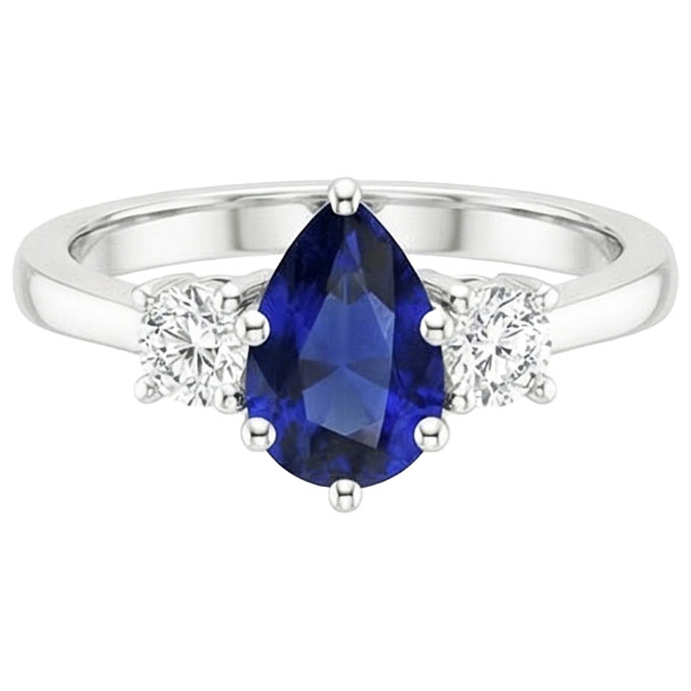vero pear diamante 2carati anello vista di profilo