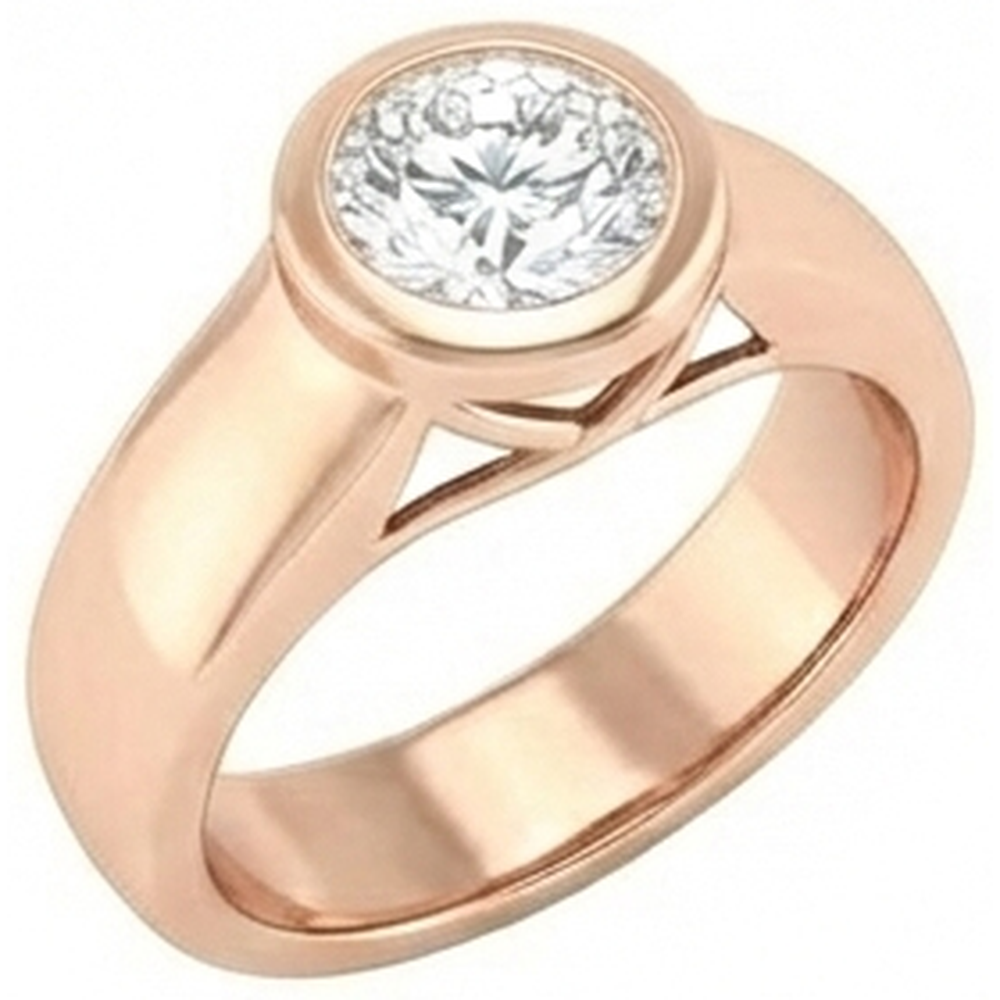 Anello Con 2 Genuino Diamanti Naturali Autentici ( non creati in laboratorio ) Solitario Rotondi Carati Nuovo E Oro Rosa