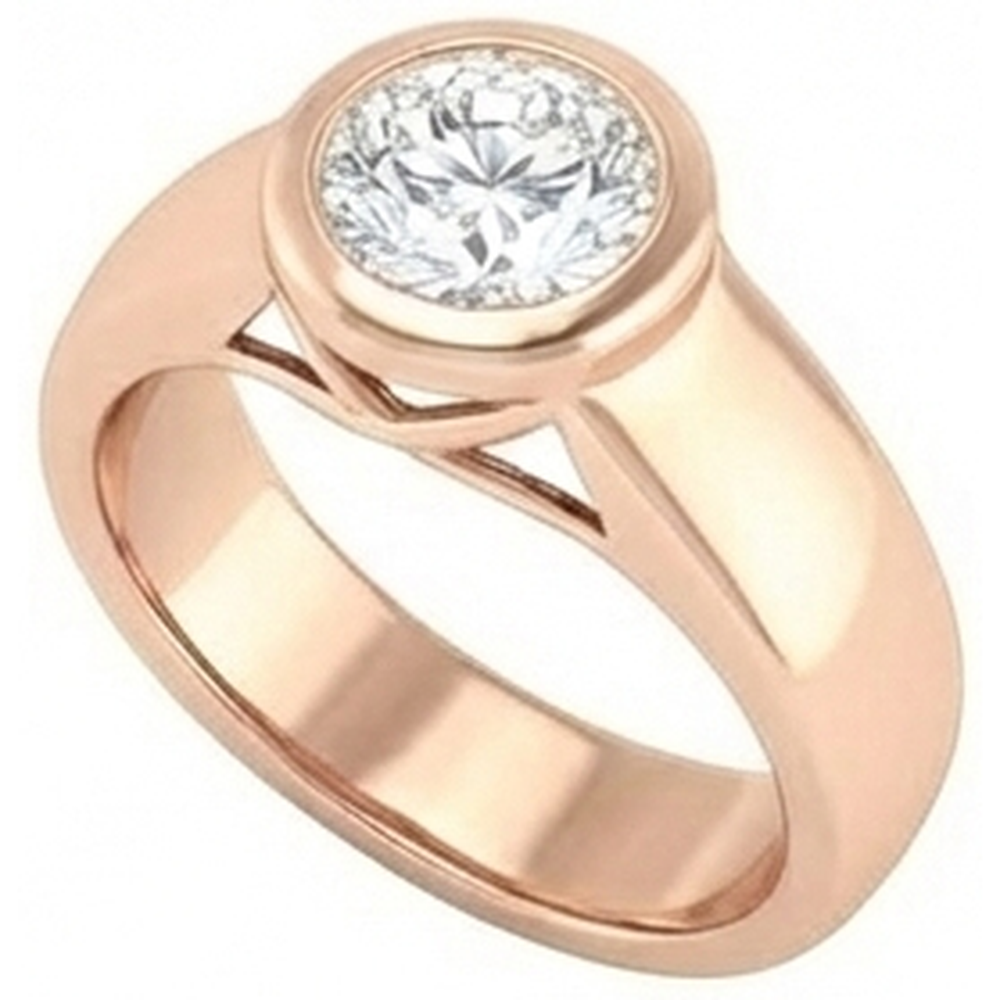 Anello Con 2 Genuino Diamanti Naturali Autentici ( non creati in laboratorio ) Solitario Rotondi Carati Nuovo E Oro Rosa