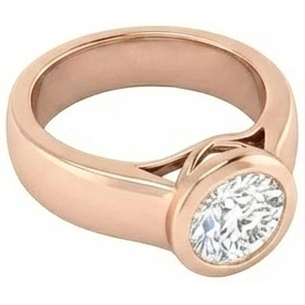 Anello Con 2 Genuino Diamanti Naturali Autentici ( non creati in laboratorio ) Solitario Rotondi Carati Nuovo E Oro Rosa